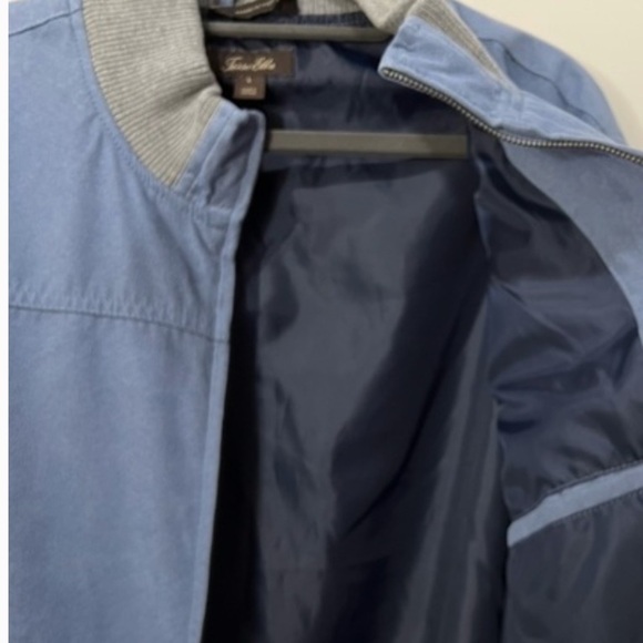 Tasso Elba Faux Suede Bomber Jacket Full Zip Up Men's Large Baby Powder Blue - Picture 7 of 13